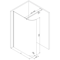 Sprchová zástena KIOTO 150 cm - zaguľatená - číra/zlatá