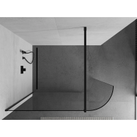 Sprchová zástena KIOTO 160 cm - zaguľatená - číra/čierna