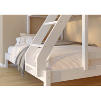 Detská poschodová posteľ z masívu s rozšíreným spodným lôžkom KUBA - 200x90/140 cm - biela