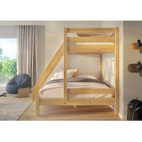 Detská poschodová posteľ z masívu s rozšíreným spodným lôžkom KUBA - 200x90/140 cm - prírodná
