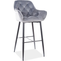Barová stolička CHERRY H-1 Velvet - šedá / čierna