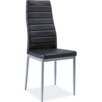 Jedálenská stolička JOSIE - čierna ekokoža/hliník