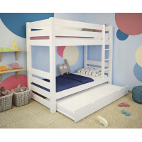 Dětská patrová postel z masivu borovice HONZA - 200x90 cm - bílá