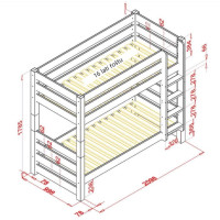 Dětská patrová postel z masivu borovice HONZA - 200x90 cm - přírodní