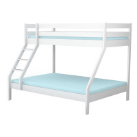 Detská poschodová posteľ z masívu s rozšíreným spodným lôžkom DENIS - 200x90/140 cm - biela