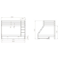 Detská poschodová posteľ z masívu s rozšíreným spodným lôžkom DENIS - 200x90/140 cm - biela