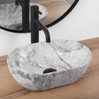 Keramické umývadlo Rea AMELIA Mini stone - šedé matné - dekor kameňa