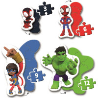 CLEMENTONI Moje prvé puzzle Spidey a jeho úžasní priatelia 4v1 (3,6,9,12 dielikov)