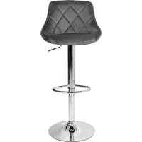 Barová stolička CYDRO VELVET - šedá/chróm
