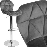 Barová stolička GORDON VELVET - šedá/chróm