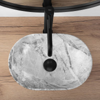 Keramické umývadlo Rea AMELIA Mini stone - šedé matné - dekor kameňa