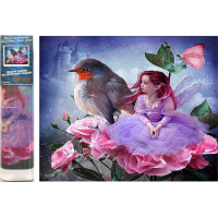 Norimpex Diamantové maľovanie Červenka s kvetinovou vílou 30x40 cm