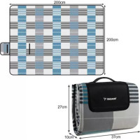 Plážová/Pikniková deka 200x200 cm - modrá/sivá
