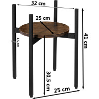 Kovový stojan na kvety TORRE 40 cm - starený dub/čierny