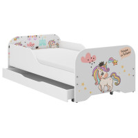 Detská posteľ KIM - DÚHOVÝ JEDNOROŽEC 140x70 cm + MATRAC