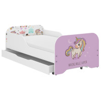 Detská posteľ KIM - RUŽOVÝ JEDNOROŽEC 140x70 cm + MATRAC