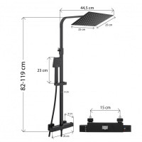Sprchová súprava GABI s termostatickou batériou - 25x25 cm - čierna matná