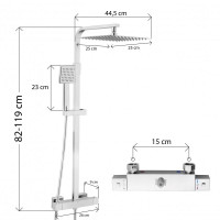 Sprchová súprava GABI s termostatickou batériou - 25x25 cm - chrómová