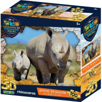 PRIME 3D Puzzle Animal planét: Ohrozené druhy - Nosorožec 3D 100 dielikov