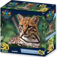 PRIME 3D Puzzle Animal planét: Ohrozené druhy - Ocelot 3D 100 dielikov
