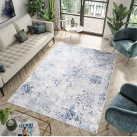 Kusový koberec SKY Frame - sivý/modrý