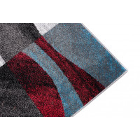 Kusový koberec JAVA Squares - šedý/červený/modrý