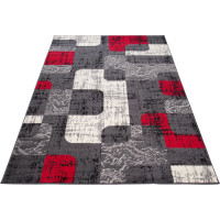 Kusový koberec TAPIS Retro - sivý/červený