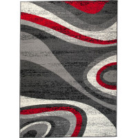 Kusový koberec TAPIS Winding - sivý/červený