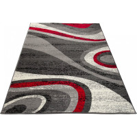 Kusový koberec TAPIS Winding - sivý/červený
