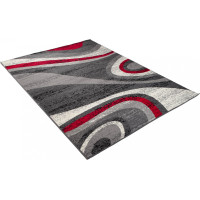 Kusový koberec TAPIS Winding - sivý/červený