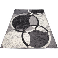Kusový koberec TAPIS Kruhy - čierny/sivý