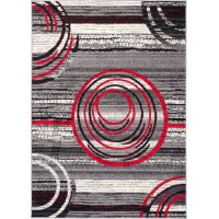 Kusový koberec TAPIS Bubbles - šedý/červený