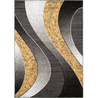 Kusový koberec TAPIS Waves - žltý/sivý