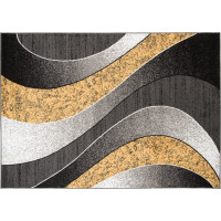 Kusový koberec TAPIS Waves - žltý/sivý