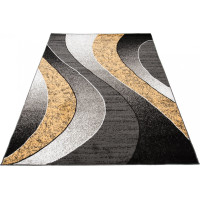 Kusový koberec TAPIS Waves - žltý/sivý
