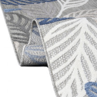 Kusový koberec AVENTURA Leaves - šedý/modrý/biely