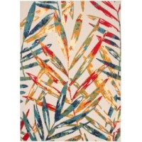 Kusový koberec AVENTURA Palm leaves - krémový/červený/modrý