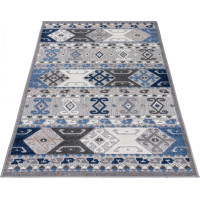 Kusový koberec AVENTURA Folk - modrý/sivý