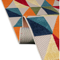 Kusový koberec AVENTURA Geometric - oranžový/sivý/modrý