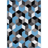 Kusový koberec MAYA Cubes - modrý/sivý