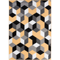 Kusový koberec MAYA Cubes - žltý/sivý