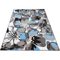 Kusový koberec MAYA Flowers - modrý/sivý