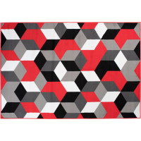 Kusový koberec MAYA Cubes - červený/sivý