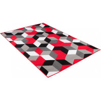 Kusový koberec MAYA Cubes - červený/sivý