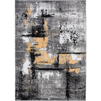Kusový koberec MAYA Abstract - žltý/sivý