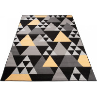 Kusový koberec MAYA Triangles - žltý/sivý