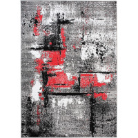 Kusový koberec MAYA Abstract - červený/sivý