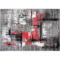 Kusový koberec MAYA Abstract - červený/sivý
