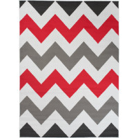 Kusový koberec MAYA Cik cak - červený/šedý/bílý