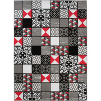 Kusový koberec MAYA Tiles - červený/sivý